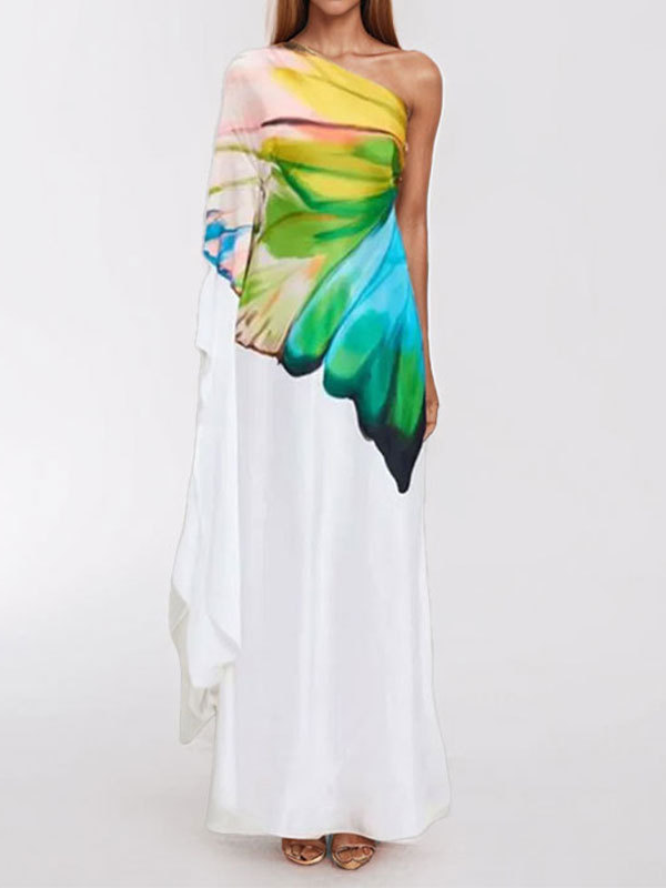 Women's Elegant One-Shoulder Satin Dress
