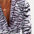 Ladies Long Sleeve V Neck Tiger Print Shirt