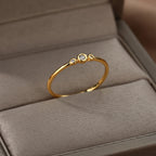 Women's Simple Three Diamond Copper Zircon Ring