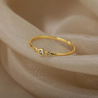 Women's Simple Three Diamond Copper Zircon Ring