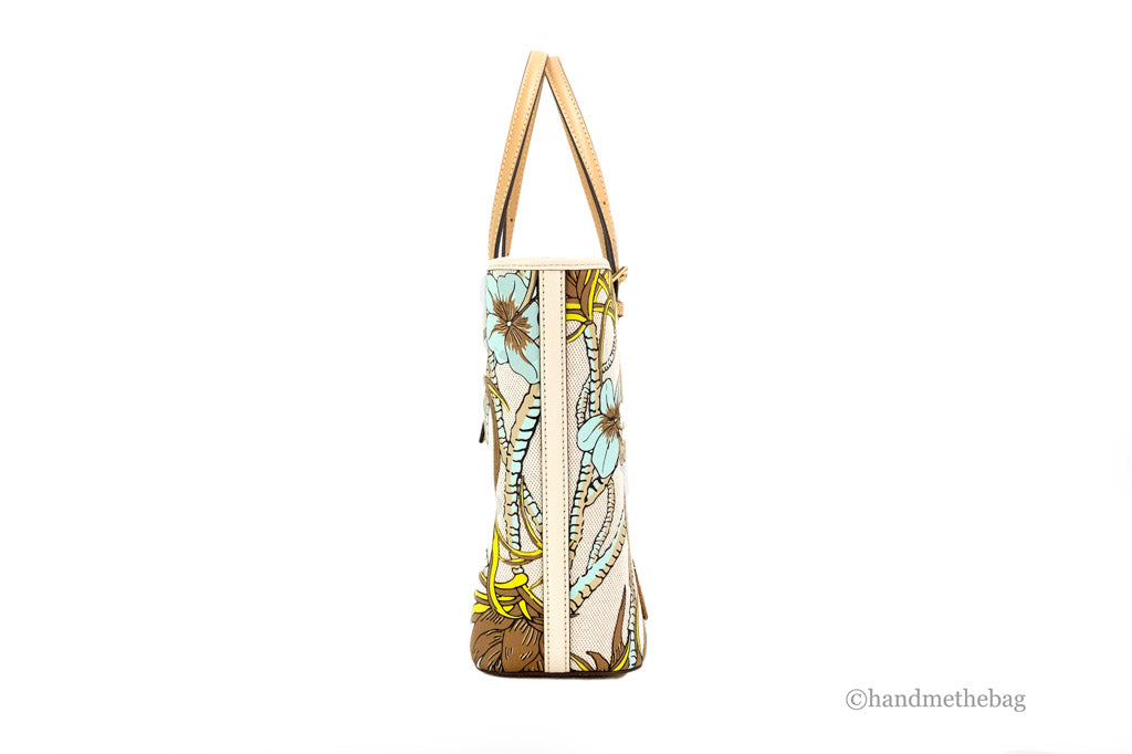 Tory Burch (144081) Emerson Small Climbing Palms Printed Canvas Tote Handbag