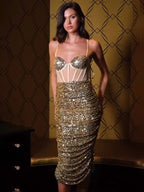 Elegant Sequined Women's Suspender Dress